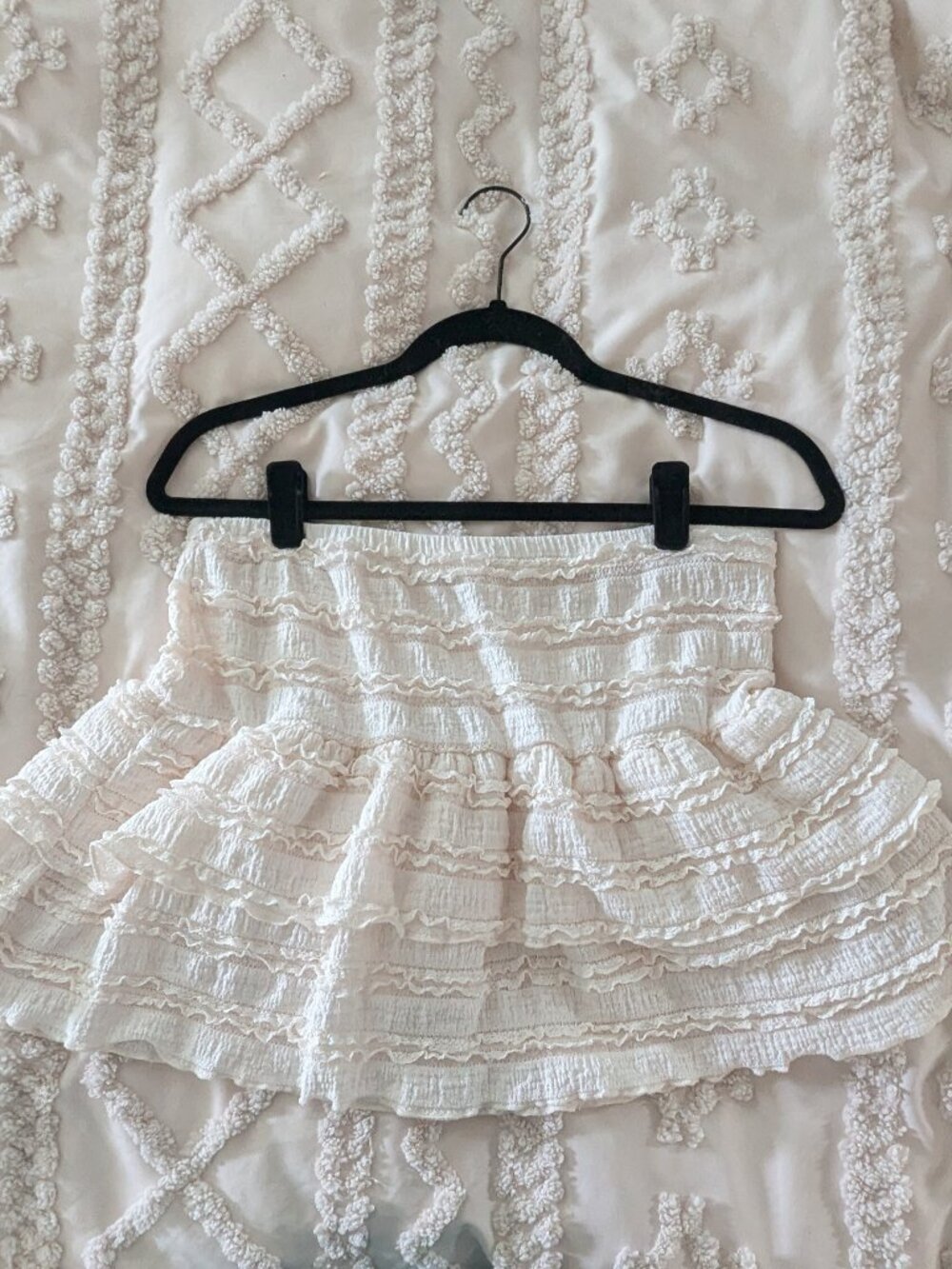 Tiered lace and ruffle mini skirt